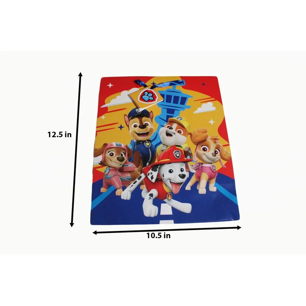 Paw Patrol Large Birthday Gift Bags‎ Blue Ribbon Handles Lot of 2 12.5x10.5